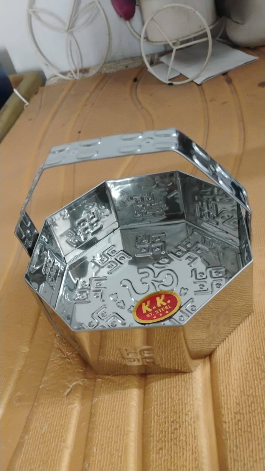 Stainless Steel Octagon Pooja Basket