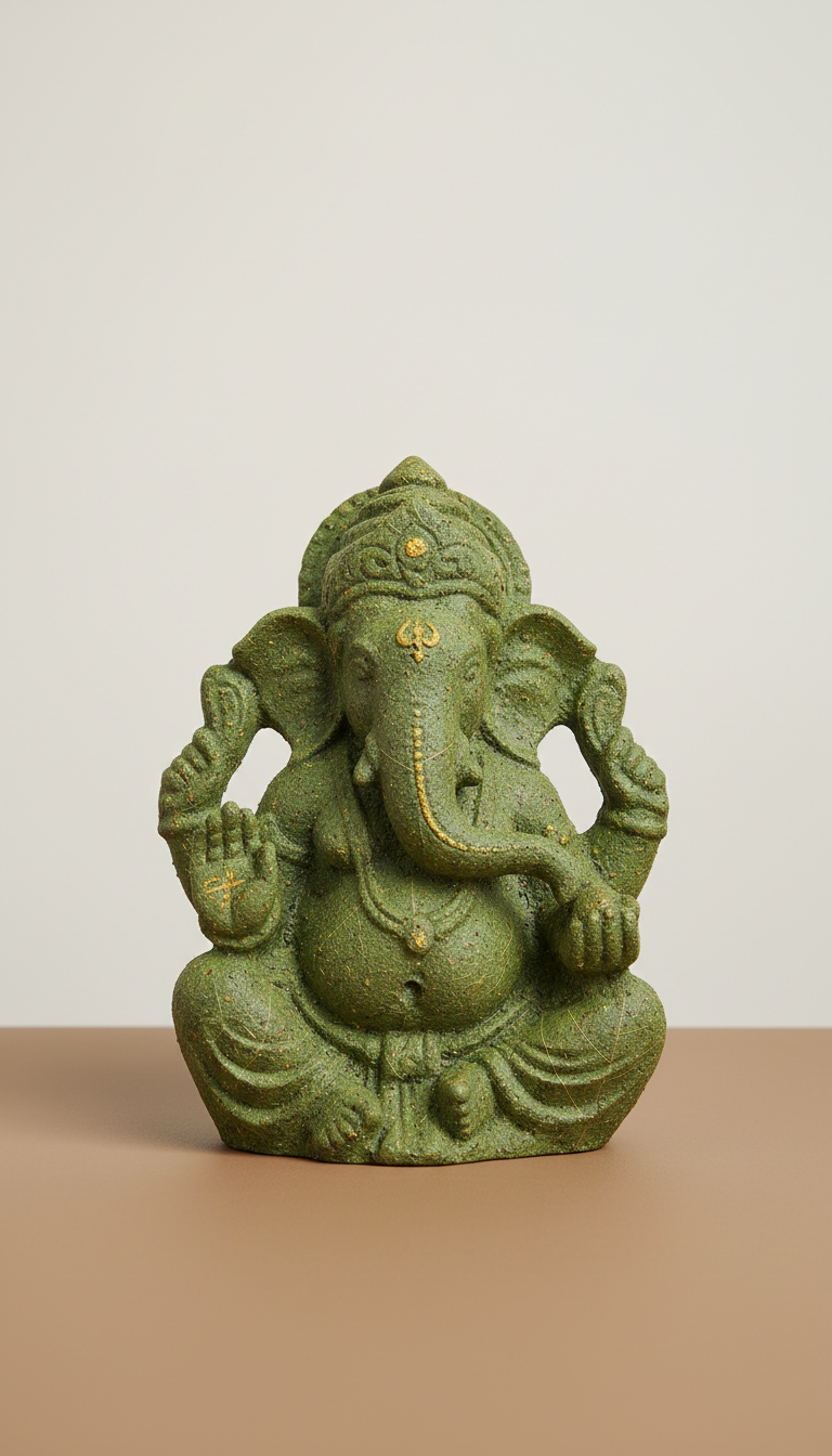 Fresh Leaf Seed Ganapati Idol
