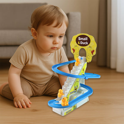 LALA Small Duck Climb Stairs Toy Roller Coaster with Flashing Lights & Music (3 Ducks)