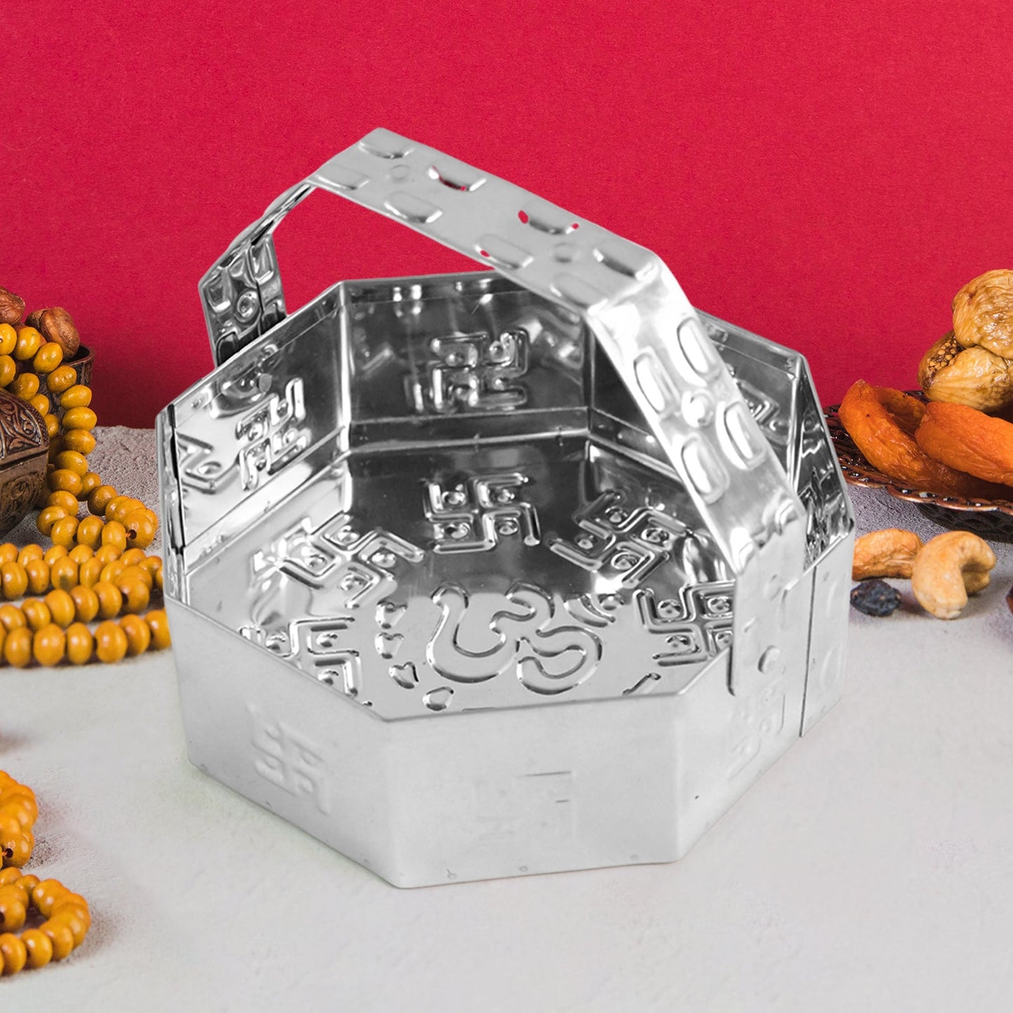 Stainless Steel Octagon Pooja Basket 