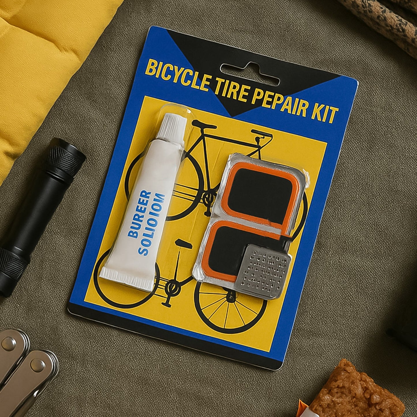 Bicycle Tire Repair Kit Puncture Repair Set with Adhesive Portable Tools (Mix Design / 1 Set)