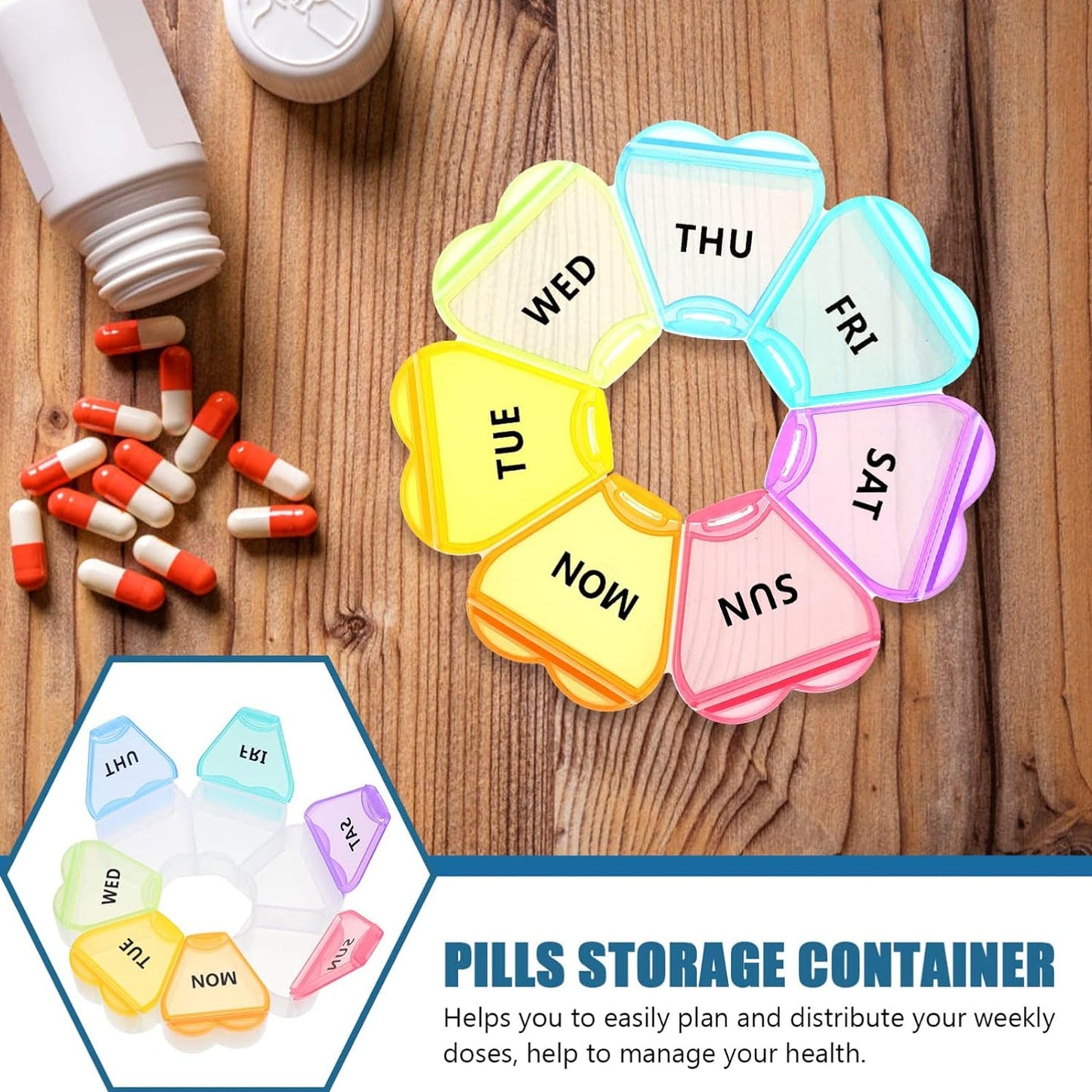 7-Day Round Weekly Pill Organizer Box (1 Pc)