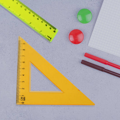 4-Piece Geometry Set, Triangle Ruler Protractor Straight Ruler
