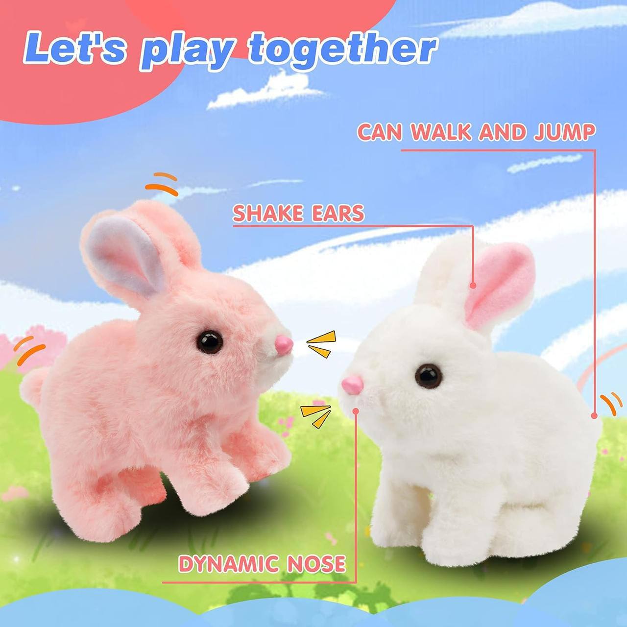 Interactive Hopping & Walking Plush Rabbit Toy for Kids - Soft & Engaging!