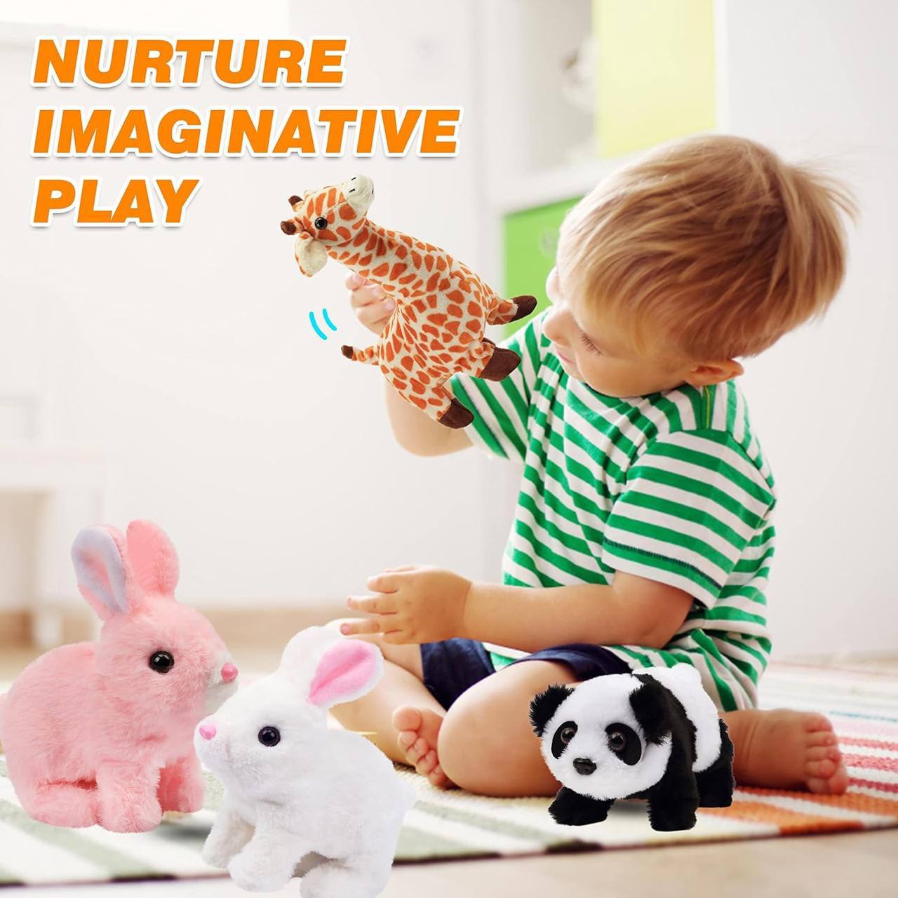 Interactive Hopping & Walking Plush Rabbit Toy for Kids - Soft & Engaging!