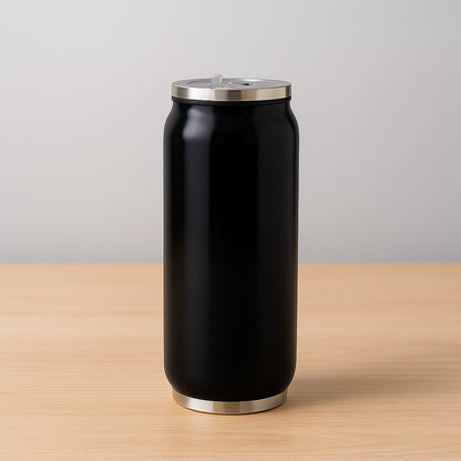 Stainless Steel Can-Shaped Vacuum Flask with Built-In Straw 500ml Approx, Tumbler (1 Pc)