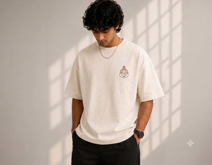 The Divine Ganesha Oversized Tee – Half Mandala Heritage Edition
