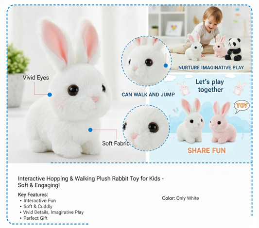 Interactive Hopping & Walking Plush Rabbit Toy for Kids - Soft & Engaging!