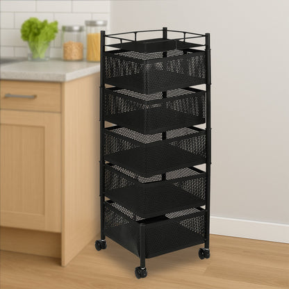 5 Layer Multipurpose Kitchen Storage Trolley with Wheels