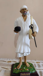 Premium Shirdi Sai Baba Standing Murti (15-Inch) - With Bhiksha Patra & Satka