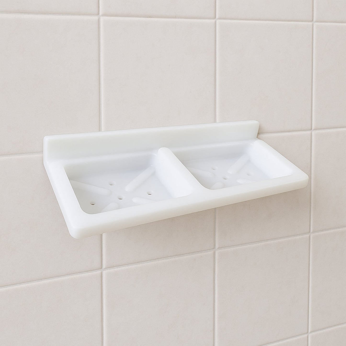 Wall Mounted Double Compartment Soap & Sponge Holder (1 Pc)